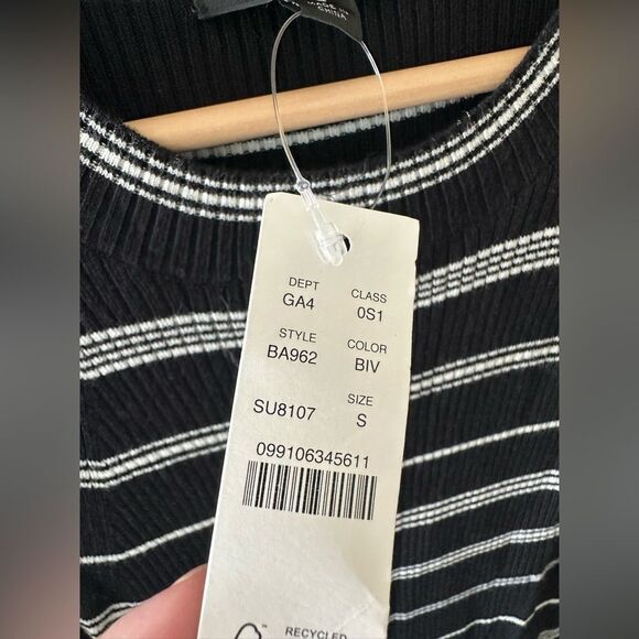 NWT J Crew Knit Ribbed Sweater Dress in Mixed Stripe Maxi Black White Size S - Picture 4 of 10